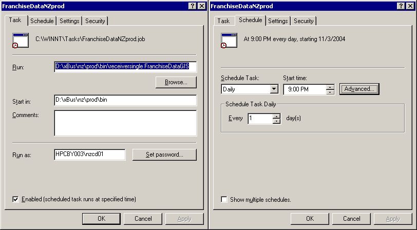 Scheduled interface call